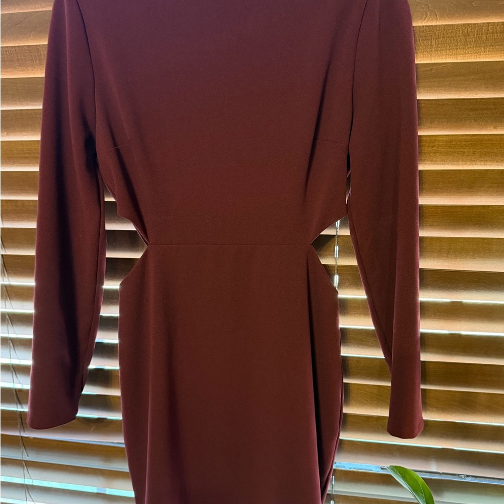 Elegant Burgundy Long Sleeve Dress